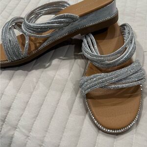 Elegant Silver Strappy Sandals